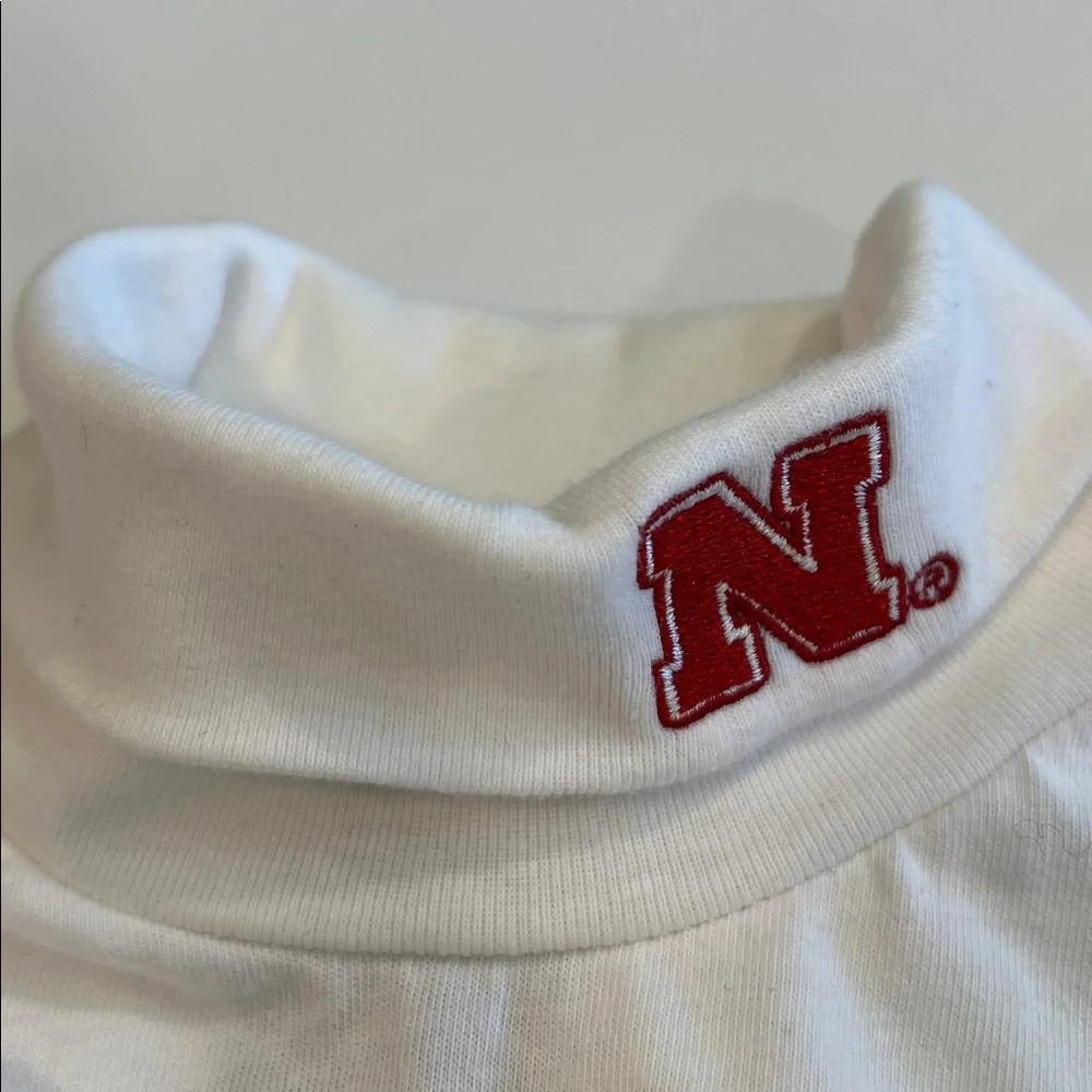 White Kids Turtleneck - Red‎ Husker Logo - 3T